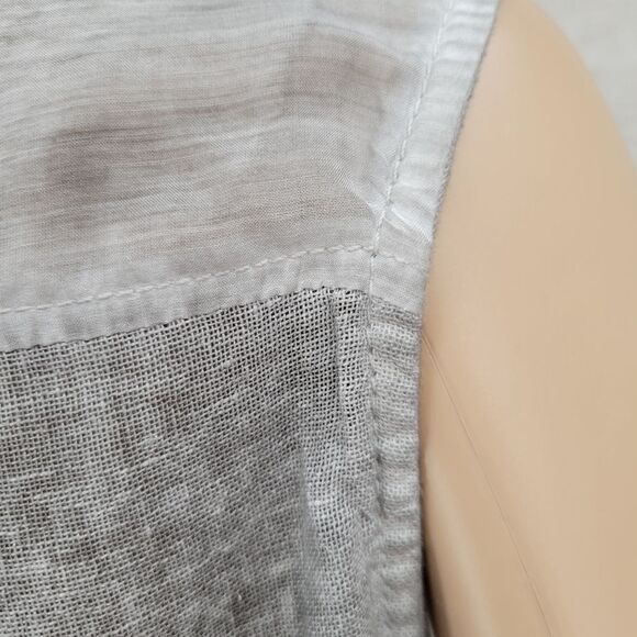 ii Sisters Gray Button Down Sleeveless Blouse Mesh Contrast Women's Size Medium - Picture 8 of 14